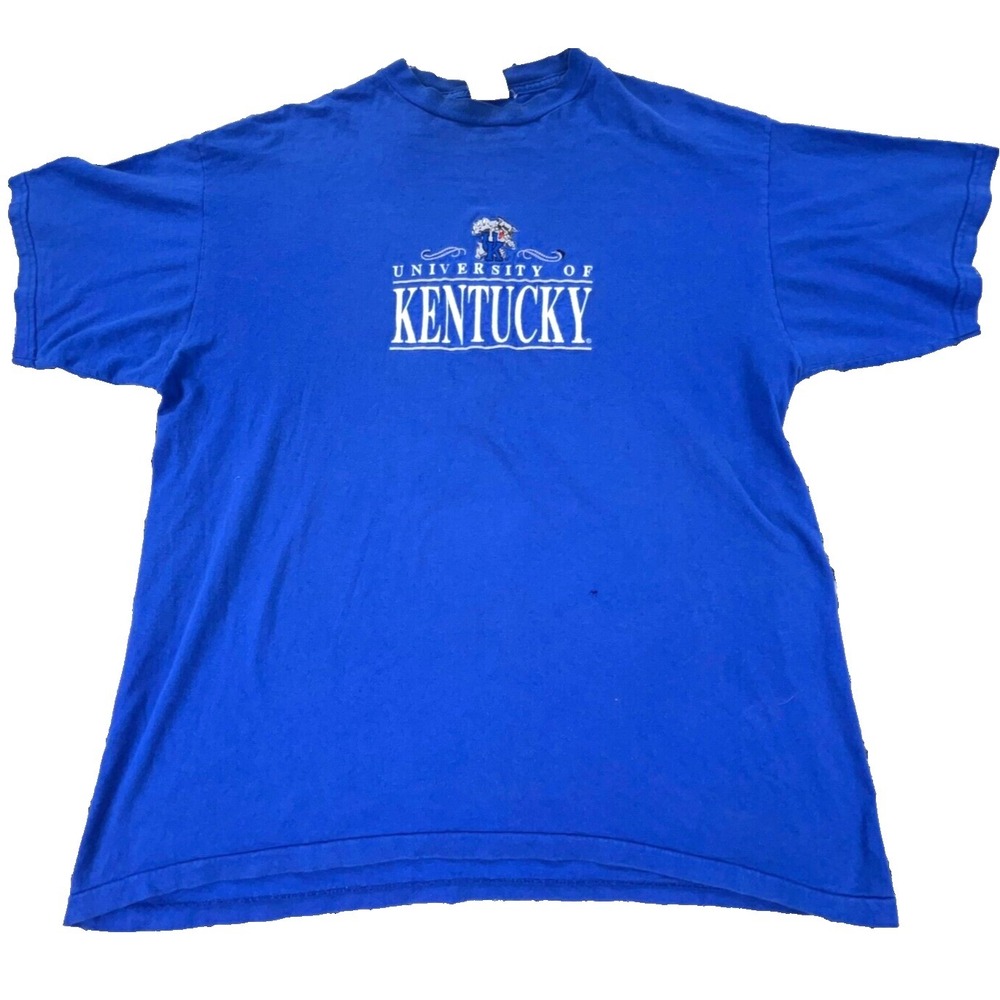 Vintage Kentucky Wildcats Shirt Men XL Blue White Tee Embroidered 90s Y2K *